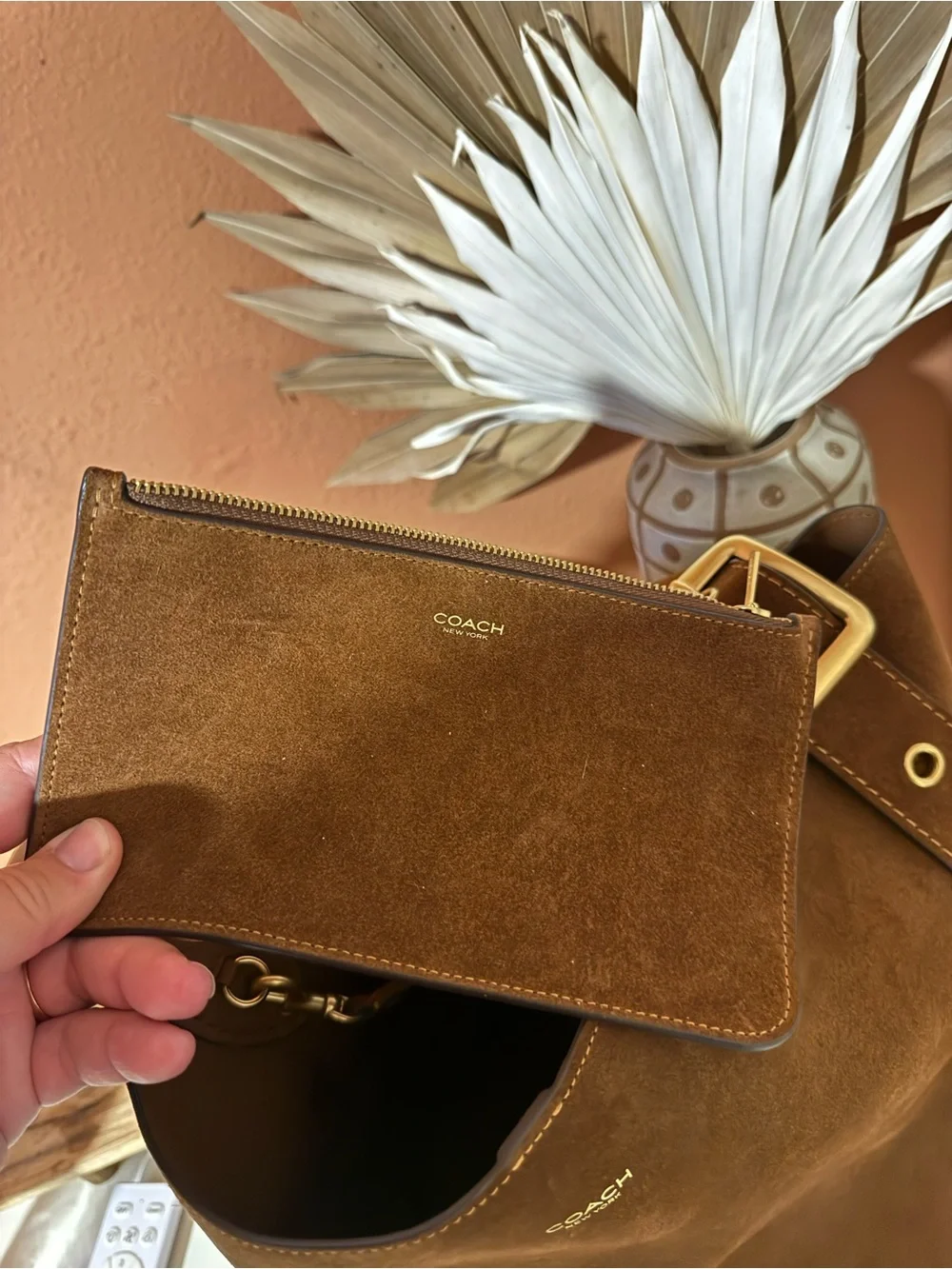 Coach Bleeker Bucket in Watm Brown Suede